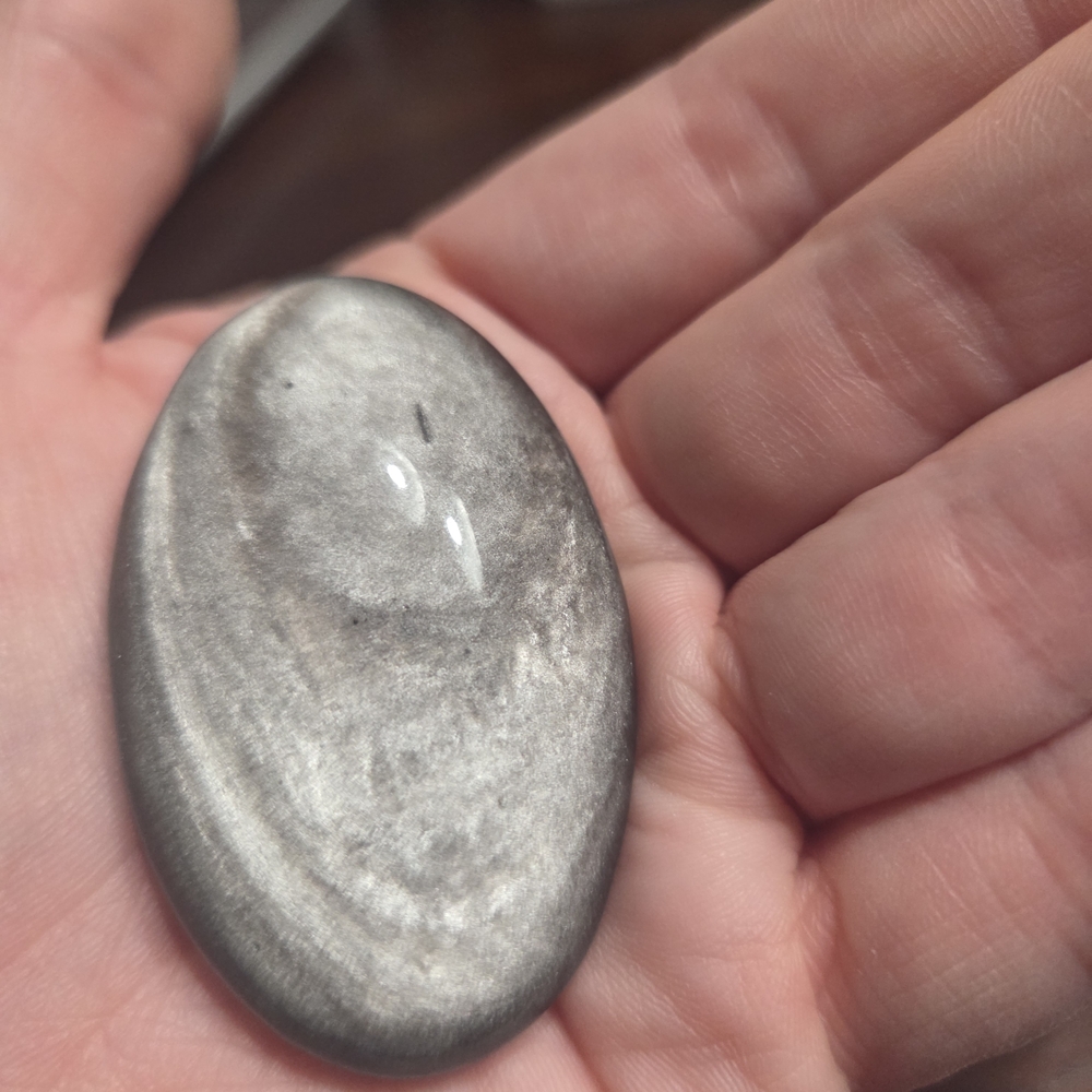 Silver Sheen Obsidian Palmstone - Picture 4 of 16
